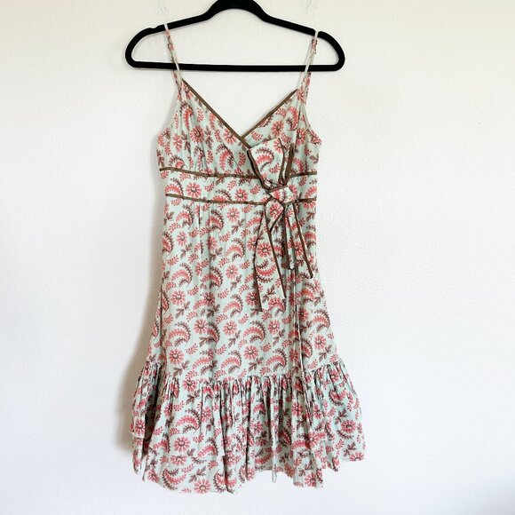 Machka Dress 38 US 8 Floral Babydoll Midi Spaghetti Strap Ruffle Hem Boho - Picture 1 of 12